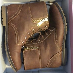 Lace up boots with gold hardware